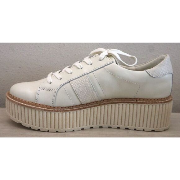 Dolce Vita Women's Sz 8M White Leather Tiger Lace-Up 2" Platform Sneakers - Picture 4 of 11